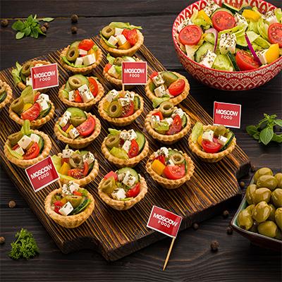 Тарталетки с салатом "Греческий" | Тарталетки | MOSCOW FOOD - доставка вкусных блюд
